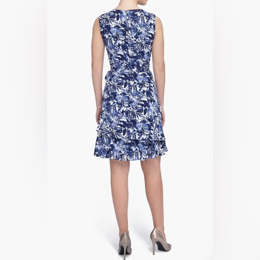 Tahari Floral Print Georgette Fit & Flare Dress Size 8 NWT - Picture 3 of 6